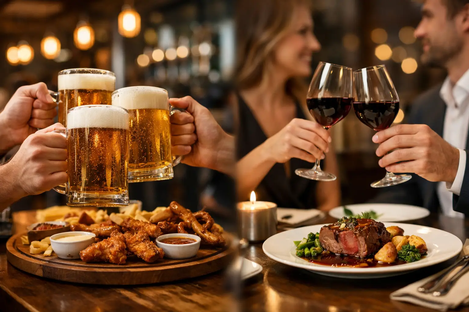Bierpub oder Restaurant Abendessen?